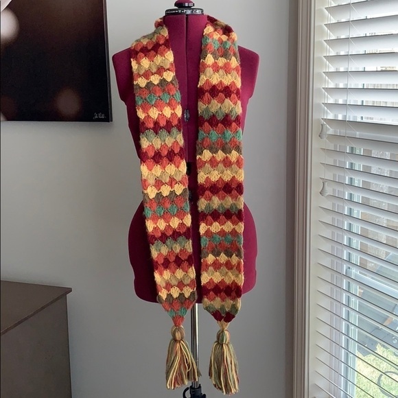 Long Knit Fall Colors Scarf - Picture 1 of 6